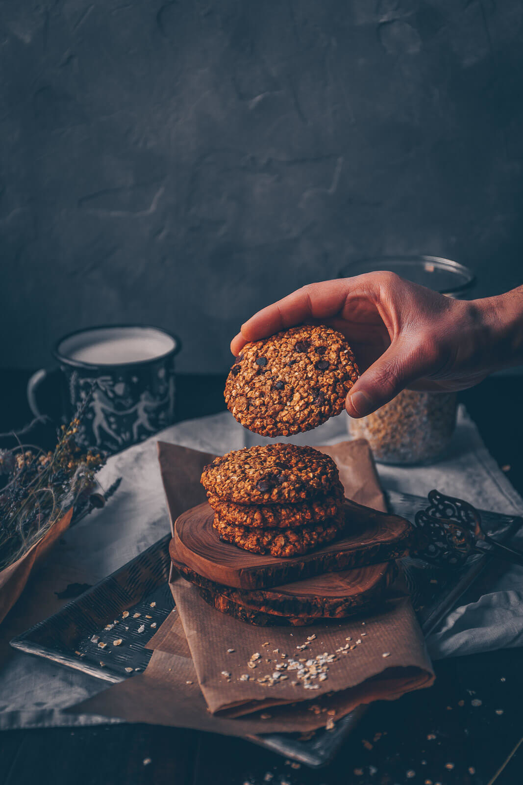 Chocolate Chip Cookies mit Hafer, Haferkekse mit Schokodrops, Schokokekse Hafer, Haferkekse vegan Rezept, Rezept Kekse vegan, Chocolate Cookies vegan Rezept