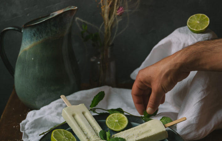 Limetten-Kokos-Popsicles, Limetten Kokos Eis, Eis selber machen, Eis Popsicles vegan, Eis selber machen vegan, Eis vegan Limette, Kokosmilch Eis vegan