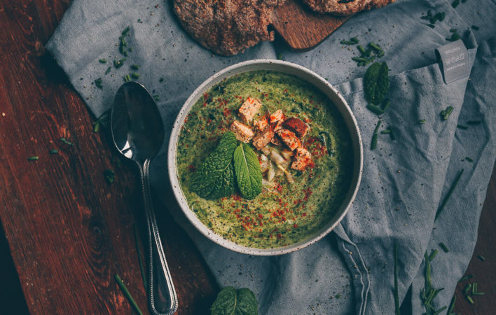 Spinat-Minz-Suppe, Spinatsuppe vegan, Suppe vegan Spinat, Suppe vegan Minze, Minze Suppe vegan, Minze Suppe, Suppe Kokosmilch vegan, Suppe Minze Spinat vegan, Spinat-Minz-Suppe